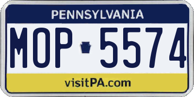 PA license plate MOP5574