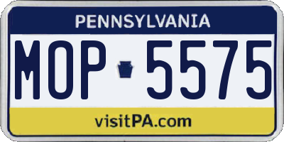 PA license plate MOP5575