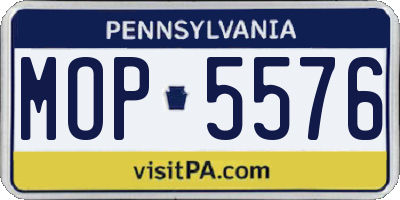 PA license plate MOP5576