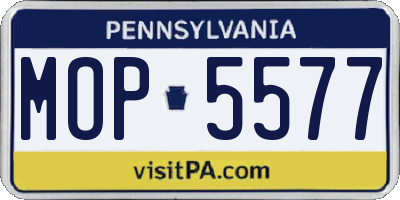 PA license plate MOP5577