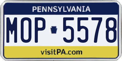 PA license plate MOP5578