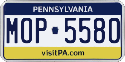PA license plate MOP5580