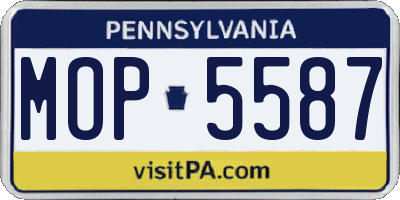 PA license plate MOP5587