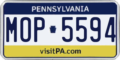 PA license plate MOP5594