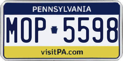 PA license plate MOP5598
