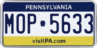 PA license plate MOP5633
