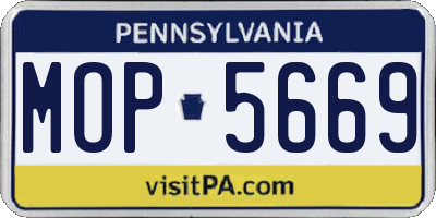 PA license plate MOP5669