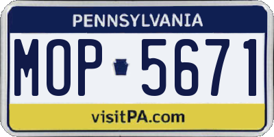 PA license plate MOP5671