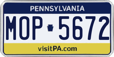 PA license plate MOP5672