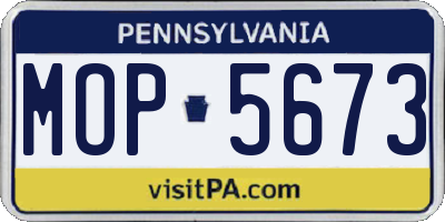 PA license plate MOP5673