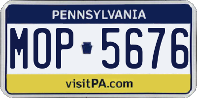 PA license plate MOP5676
