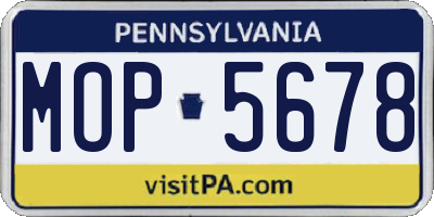 PA license plate MOP5678