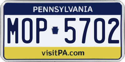 PA license plate MOP5702