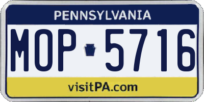 PA license plate MOP5716