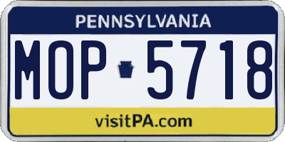 PA license plate MOP5718