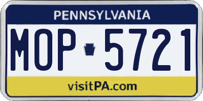 PA license plate MOP5721