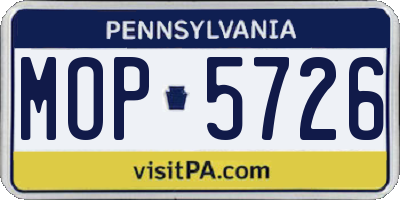PA license plate MOP5726