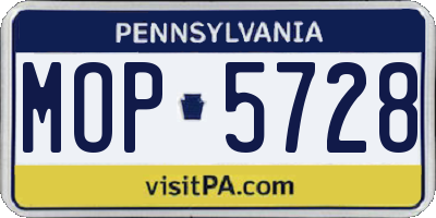 PA license plate MOP5728