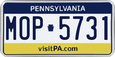 PA license plate MOP5731
