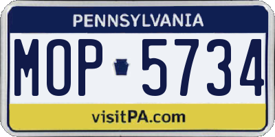 PA license plate MOP5734