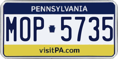 PA license plate MOP5735