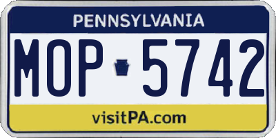 PA license plate MOP5742