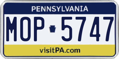 PA license plate MOP5747
