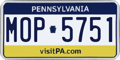 PA license plate MOP5751