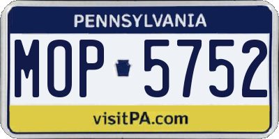 PA license plate MOP5752