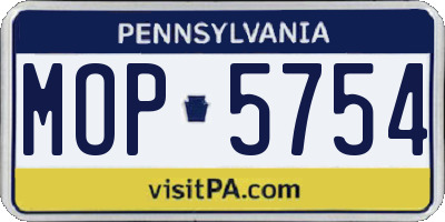 PA license plate MOP5754