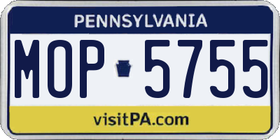 PA license plate MOP5755