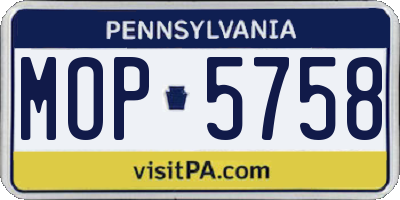 PA license plate MOP5758