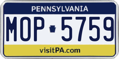 PA license plate MOP5759