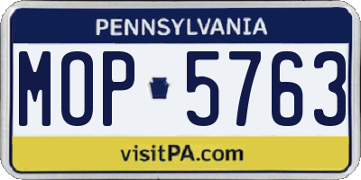 PA license plate MOP5763