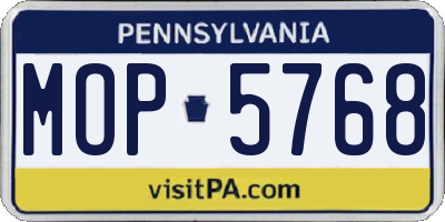 PA license plate MOP5768