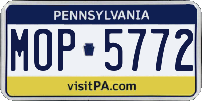 PA license plate MOP5772