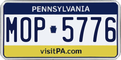 PA license plate MOP5776