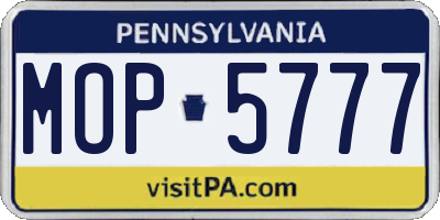 PA license plate MOP5777