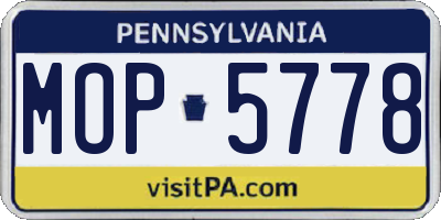 PA license plate MOP5778