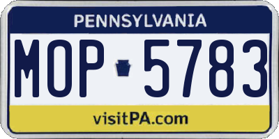 PA license plate MOP5783