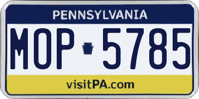 PA license plate MOP5785