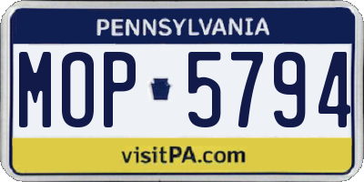 PA license plate MOP5794