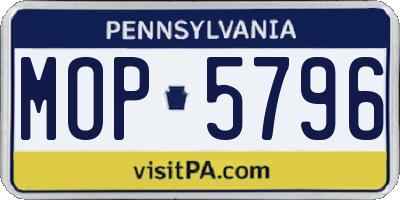 PA license plate MOP5796
