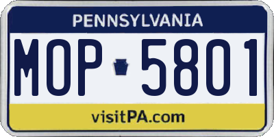 PA license plate MOP5801
