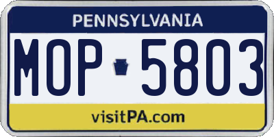 PA license plate MOP5803