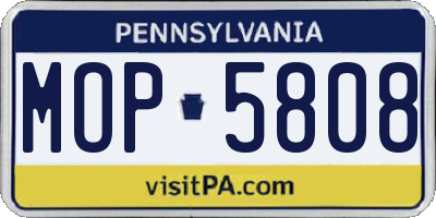 PA license plate MOP5808