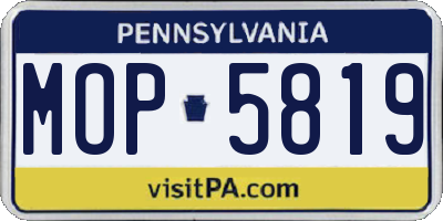 PA license plate MOP5819