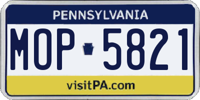 PA license plate MOP5821