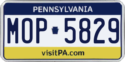 PA license plate MOP5829