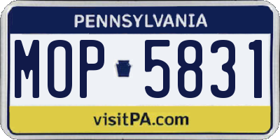 PA license plate MOP5831